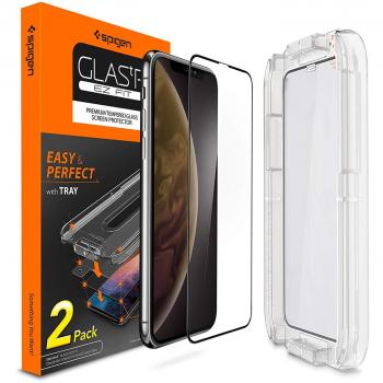 spigen, 2 Paquetes, Protector de Pantalla para iPhone XR, EZ FIT