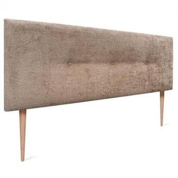 Cabecero Tapizado de Lana Natural con Botones y Patas 160x105cm - Marrón, Alcolchado Winter Luxury
