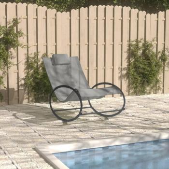 Sunbed Tumbona Balancín con Almohada de Textilene y Acero Gris