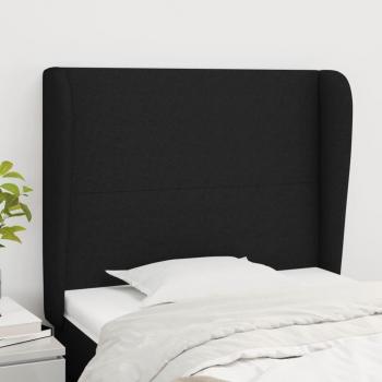 Cabecero de oreja negro 93x23x111/128 cm Tejido