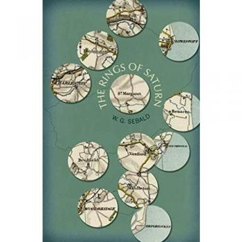 The Rings of Saturn: Vintage Voyages, novela de W.G. Sebald, edición en tapa dura, 224 páginas, incluye ilustraciones y fotografías en blanco y negro, aborda temas de memoria, historia y el paisaje británico a través de