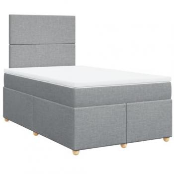 Cama box spring con colchón de muelles tela gris claro 120x200 cm