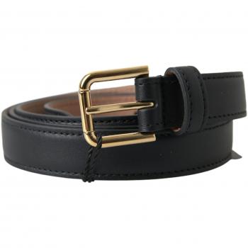 Dolce & Gabbana Black Leather Gold Tone Metal Buckle Belt - 100 cm / 40 Inches