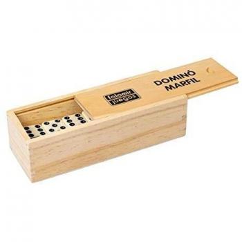 Dominó Marfil Caja Madera. Ficha 5x2x0,5