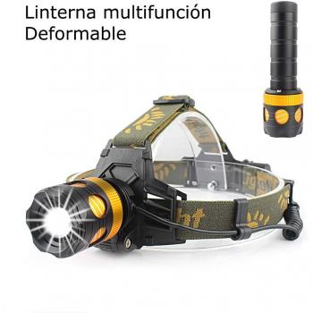 Linterna Frontal, Super Brillante LED Linterna de Cabeza Multifunción Puede ser Utilizado como una Linterna，para Acampar, Excursionismo, Aire Libre Contiene Cargador y Batería Recargable