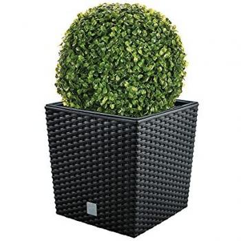 Set de Maceta Rato 32L con Cubilete Antracita 32x32x32.5cm + Bola de Boj 27cm