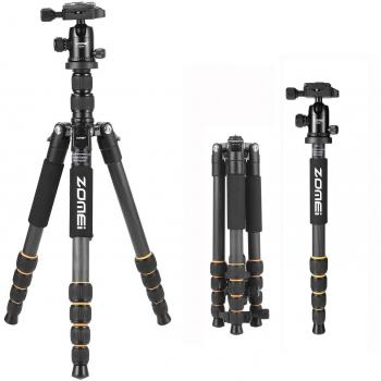 ZOMEI Q666C Trípode de Fibra de Carbono para Trabajo Pesado, Ligero con Cabeza compacta de 360 Grados para Canon Sony, Nikon, Samsung, Panasonic, Olympus, Kodak, Fuji, cámaras y DSLR