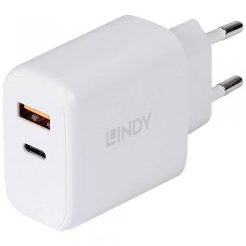 Cargador de pared USB-C Lindy 30W con salida tipo A y C