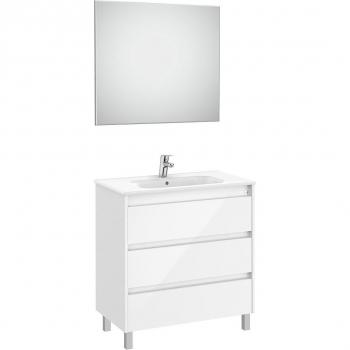 Conjunto de baño Roca Tenet con mueble de 3 cajones, lavabo, espejo y aplique LED