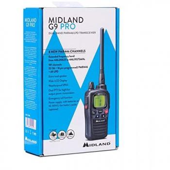 Pack de 2 Walkie Talkies Midland G9 Pro con Auriculares Gratis - Alcance de 7 km, Pantalla LCD y 8 Canales PMR446