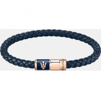 Pulsera Maserati para Hombre de Acero y Cuero Reciclado Azul 217mm JM222AVE09