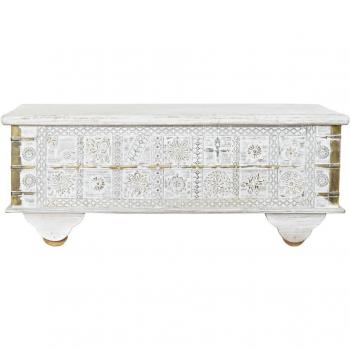 Mesa auxiliar DKD Home Decor MB-182010 Blanco Dorado Metal Madera de mango 115 x 60 x 45 cm