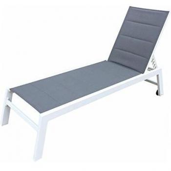 Tumbona Happy Garden en textileno gris y aluminio blanco