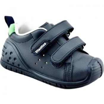 Deportivas TITANITOS para niño y niña en color marino, de piel lavable con sistema Stabilizer