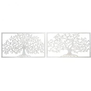 Decoración de Pared DKD Home Decor 84,5 x 1 x 49 cm Árbol Blanco Cottage (2 Unidades)