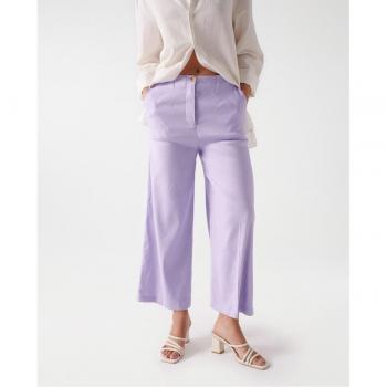 Pantalón de mujer recto tiro medio con lino Salsa Jeans