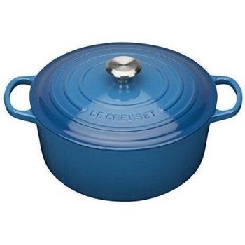 Le Creuset Signature 28 cm Cast Iron Round Dutch Oven in Marseille Blue, 6.7 Liters