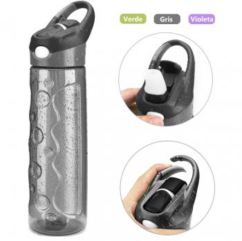 Mountop Deporte Botella de Agua con Pajita - 700ml - Cómoda para Beber - SIN BPA, Exelente para Gimnasio, Excursión, Senderismo, Portátil & Anti-derrama - Gris