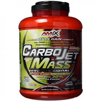 AMIX - Complemento Alimenticio - Carbojet Mass Professional - Carbohidratos y Proteínas para Aumentar la Masa Muscular - Concentrado Proteína de Suero - Recuperador Muscular - Frutas del Bosque - 3 KG
