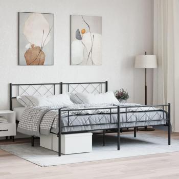 vidaXL Metal Bed Frame without Mattress with Footboard Black 183x213cm