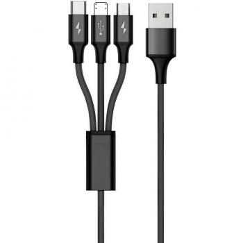 Cable de carga USB 3 en 1 Android, Apple y Tipo-C