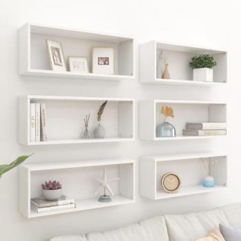 vidaXL Wall Cube Shelf Set of 6 White 60x15x23 cm Engineered Wood