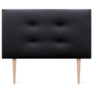 Cabecero Tapizado de Polipiel Aqualine Pro con 2 Hileras de Botones y Patas (110x105cm) - Cama Lujo Negro