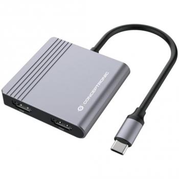 Conceptronic DONN13G Docking Station USB Tipo C, 2 x HDMI, 1 x USB 3.0, 1 x USB Tipo C