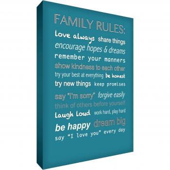 Feel Good Arte gruesas Cuadro lienzo Family Rules