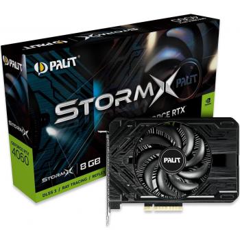 Palit GeForce RTX 4060 StormX 8GB GDDR6 Semi-Fanless Compact Graphics Card with HDMI and 3 DisplayPorts, PCIe 4.0, 2460MHz Clock Speed