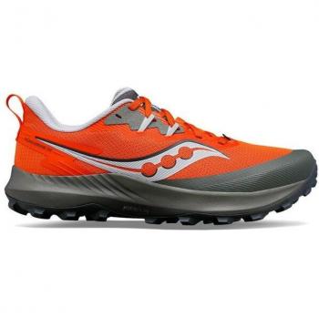 Zapatillas de running Saucony Peregrine 14 para hombre en color rojo anaranjado gris, talla 40