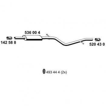 Silenciador Intermedio ERNST 536004 para Renault y Dacia