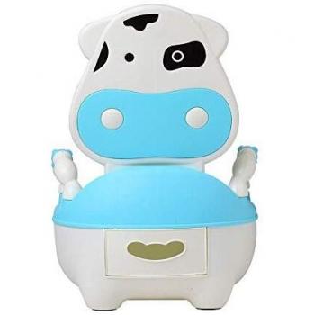 Orinal Infantil WC Niños Portatil: Orinales Bebe Infantiles Inodoro - Asiento Vater Niño Niña Water Urinario - Silla Urinal Bacinilla Infant - Inodoros Aprendizaje bebé Retrete Cojín Blando Vaca Azul