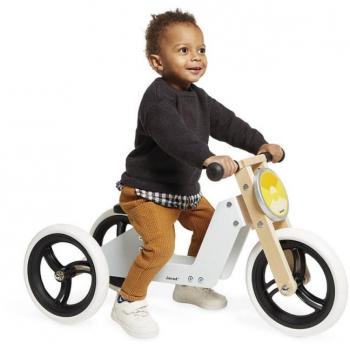 Triciclo 2 en 1 Janod J03280 - Juguete de exterior, convertible, diseño colorido, adecuado para niños a partir de 15 meses, estructura robusta y segura
