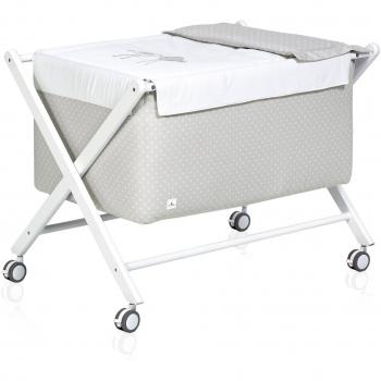 Alondra 670-20123 - Minicuna para bebé de madera completa, con vestidura, color gris medio