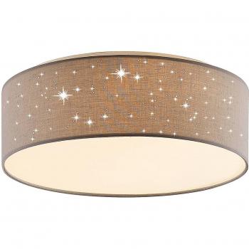 Plafón LED Lindby Ellamina, 40 cm, gris claro, moderno, hecho de textura tela y tejido, para salón y comedor, 1 lámpara