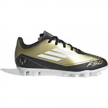 Botas de fútbol Adidas F50 Messi Club FXG para niño en césped artificial, color oro