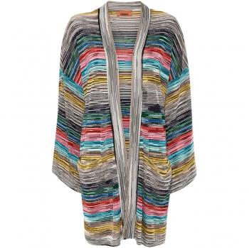 Missoni Women's Multicolor Striped V-Neck Cardigan with Pockets, Size XS