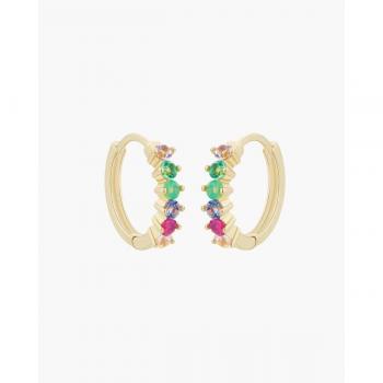 Pendientes de aro con detalle en piedras multicolor y cierre africano