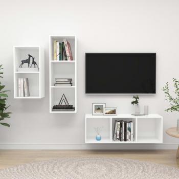 Muebles de salón 3 piezas madera contrachapada blanco brillo