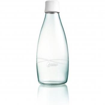 ApS Retap 0,8 litro Botella de Agua de Vidrio borosilicato Grande, Blanco Mate