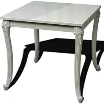 vidaXL Mesa Comedor 80x80x76 Blanco Brillante Cuadrada Elegante Mueble Auxiliar