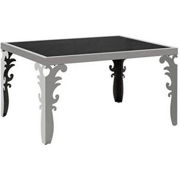 vidaXL Mesa Centro con Espejo Acero Vidrio 80x60x44 cm Mesilla Mueble Auxiliar
