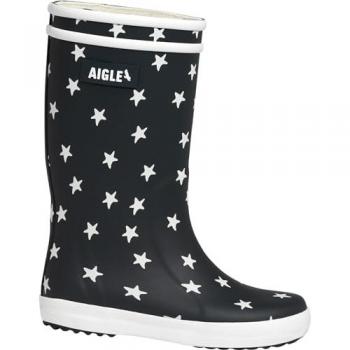 Botas de agua Lolly Pop Play AIGLE® para niños, color azul marino con estrellas, talla 24 EU