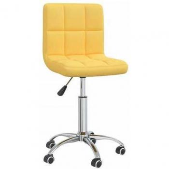 Silla de oficina giratoria de tela amarilla mostaza vidaXL con diseño moderno, tapizada en tela suave y duradera, base de metal resistente, altura ajustable, ruedas para fácil movilidad y soporte ergonómico