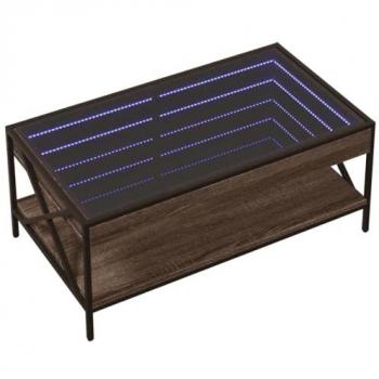 Mesa de centro con Infinity LED marrón roble 90x50x38 cm, mesita de Centro, Mesa Auxiliar, Mesa de salón, mesita, mesita de sofá