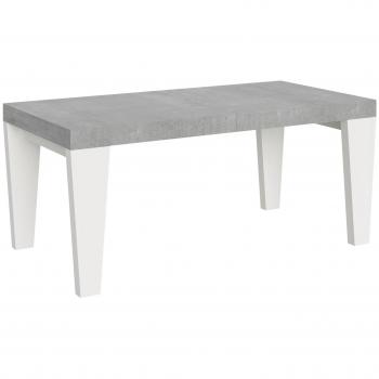Mesa extensible Spimbo Mix 90x118/284 cm Tapa Cemento Patas Fresno Blanco