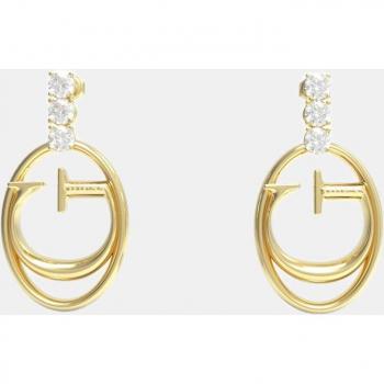 Pendientes Guess Iconic de acero dorado y cristal