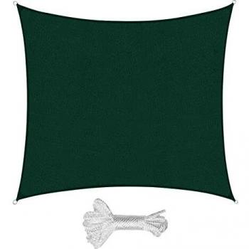 Sekey Toldo Vela de Sombra Cuadrado HDPE Protección Rayos UV Resistente Permeable Transpirable para Patio, Exteriores, Jardín, con Cuerda Libre, 3×3m Verde