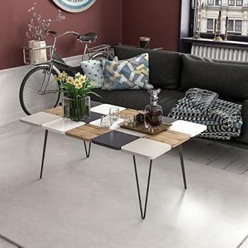 Mesa de centro Give multicolor con patas de cabello 44 x 110 x 66 cm
